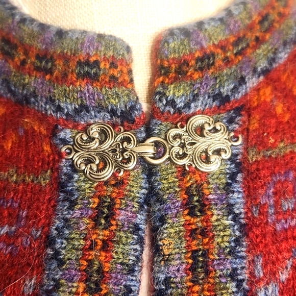 Vintage Carroll Reed Nordic Toggle button-down chunky cardigan sweater - Picture 2 of 11